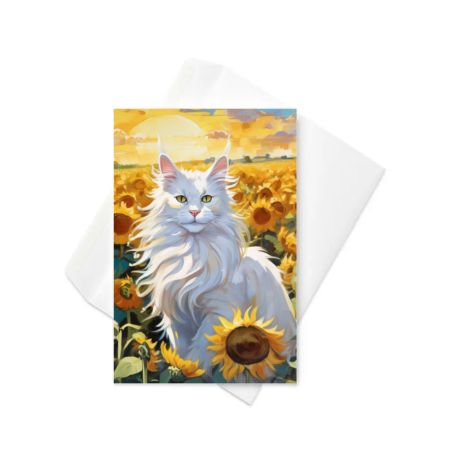 PugMug Custom White Maine Coon Cat Greeting Card