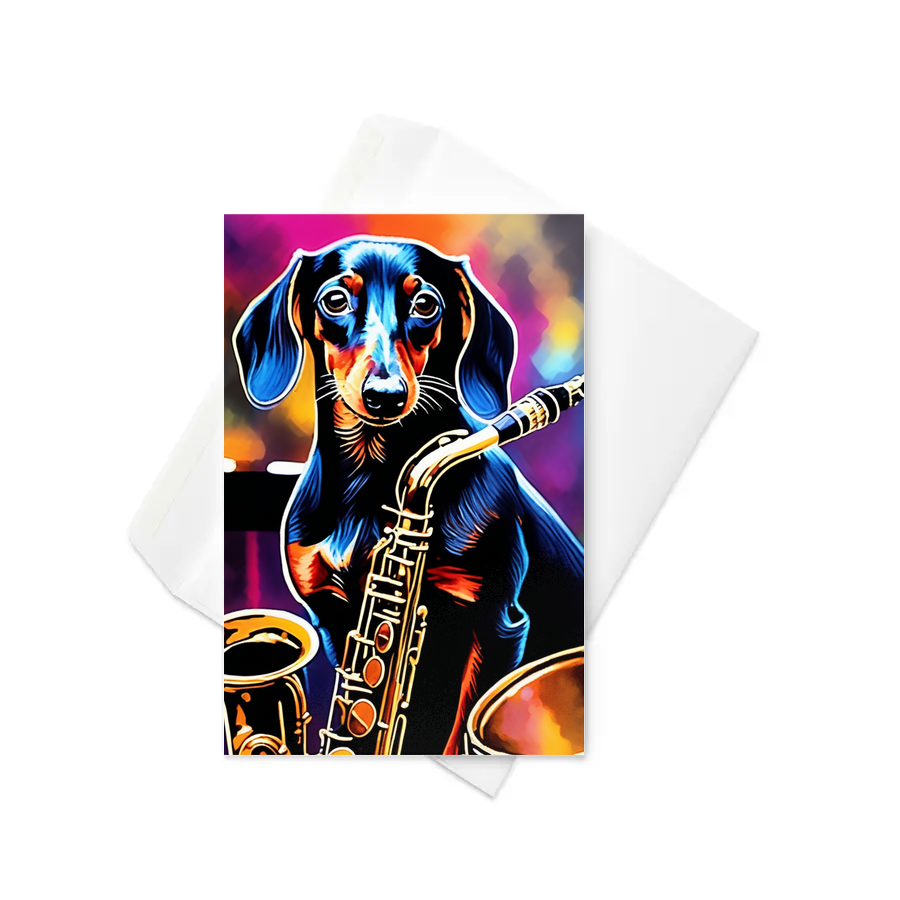 PugMug Custom Black Dachshund Greeting Card