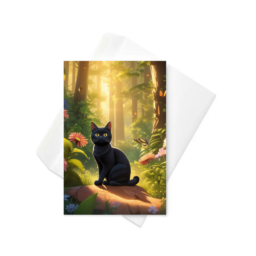PugMug Custom Black American Shorthair Cat Greeting Card