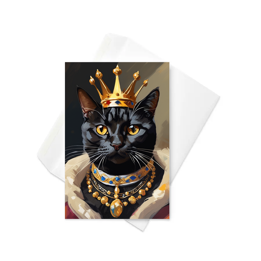 PugMug Custom Black American Shorthair Cat Greeting Card