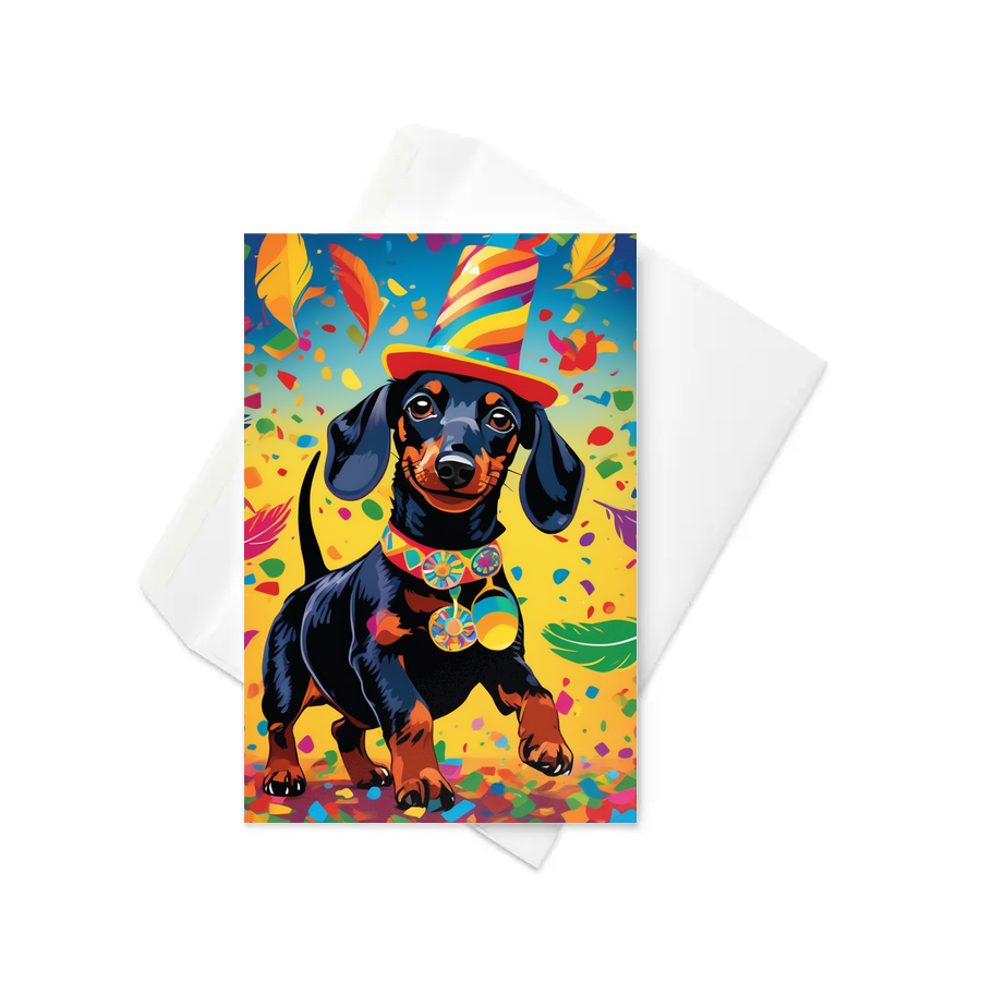 PugMug Custom Black Dachshund Greeting Card