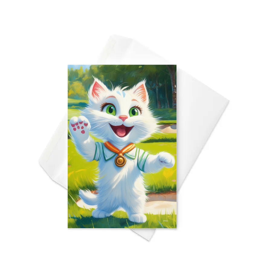 PugMug Custom White Companion Cat Greeting Card