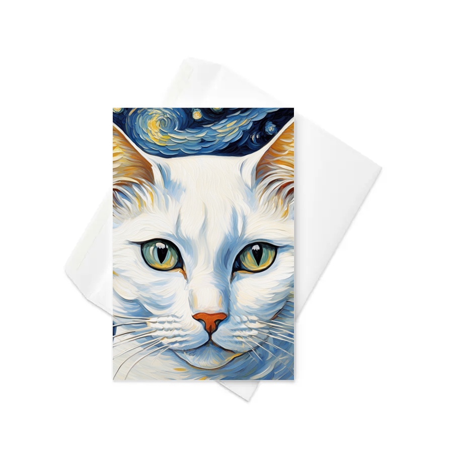 PugMug Custom White American Shorthair Cat Greeting Card