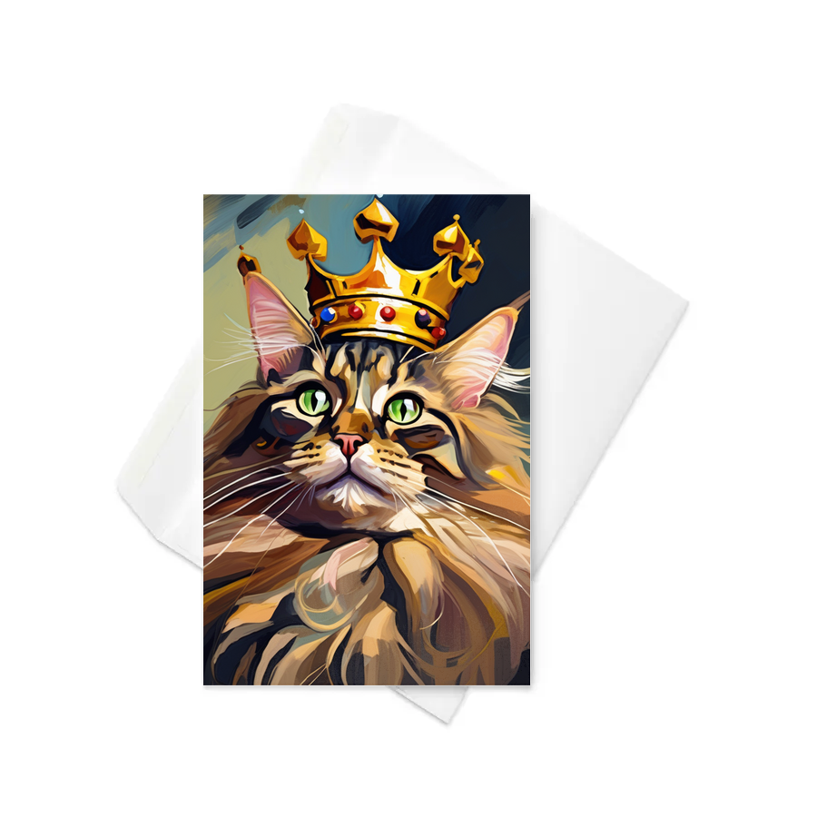 PugMug Custom Tabby Maine Coon Cat Greeting Card