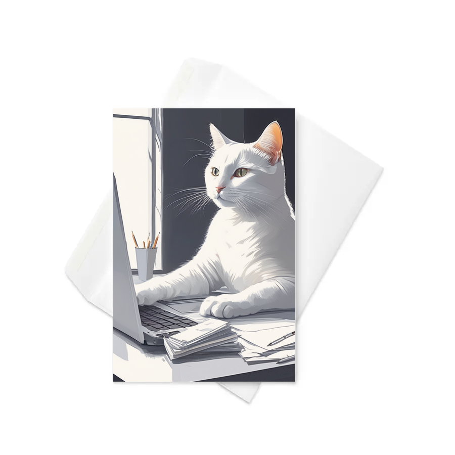 PugMug Custom White Companion Cat Greeting Card