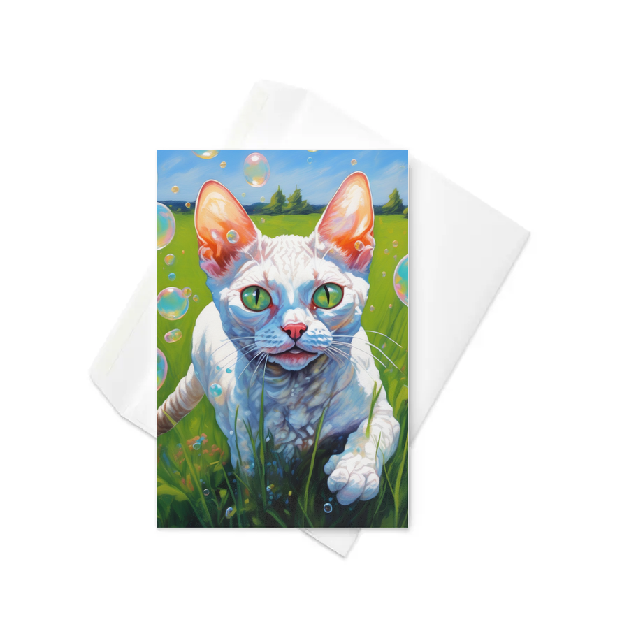 PugMug Custom White Devon Rex Cat Greeting Card