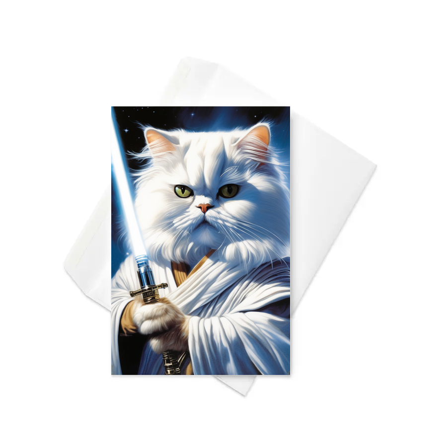 PugMug Custom White Persian Cat Greeting Card