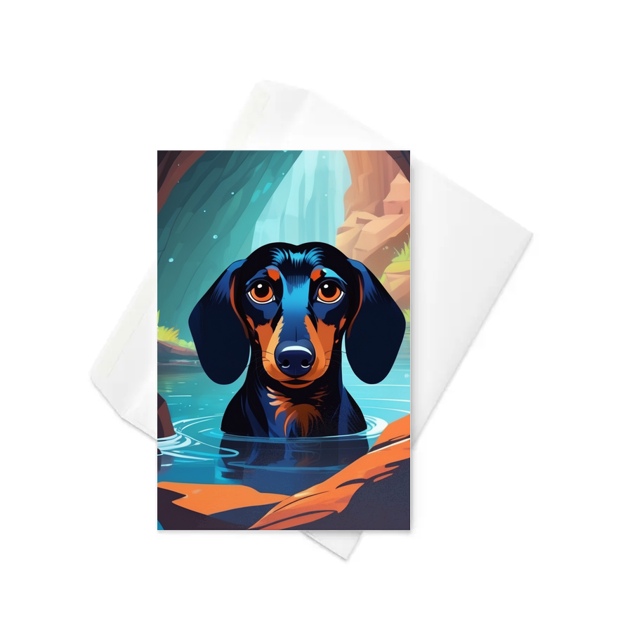 PugMug Custom Black Dachshund Greeting Card