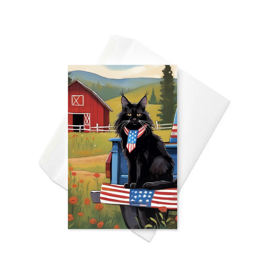 PugMug Custom Black Maine Coon Cat Greeting Card