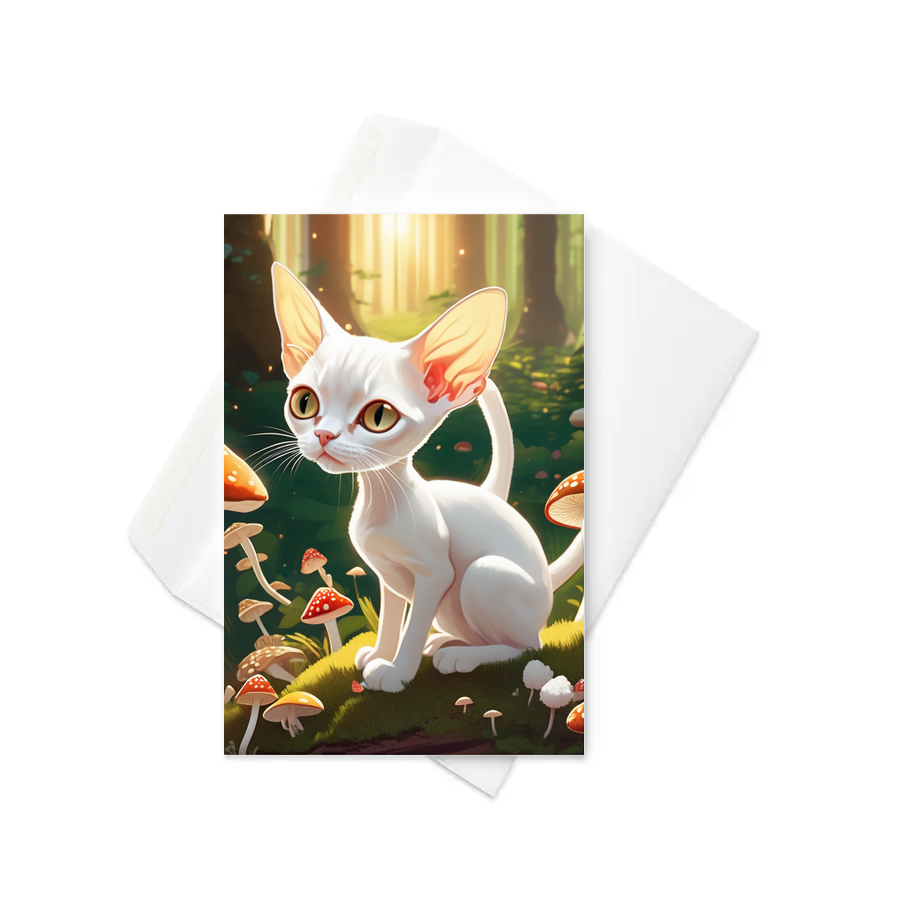 PugMug Custom White Devon Rex Cat Greeting Card