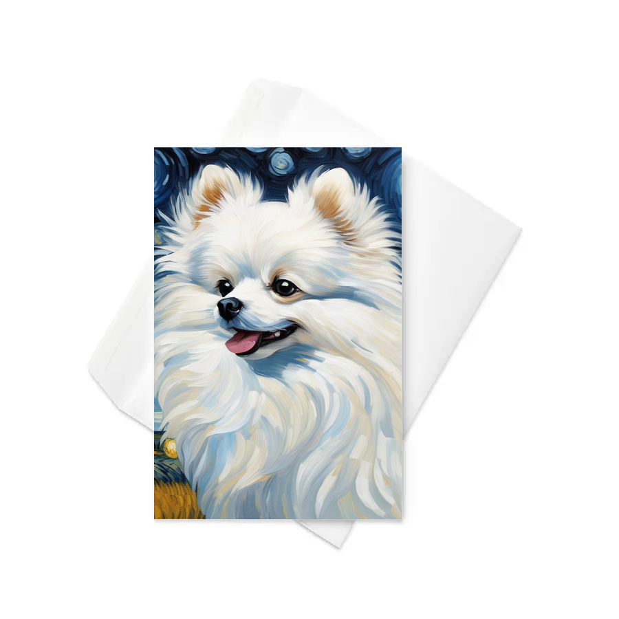 PugMug Custom White Pomeranian Greeting Card