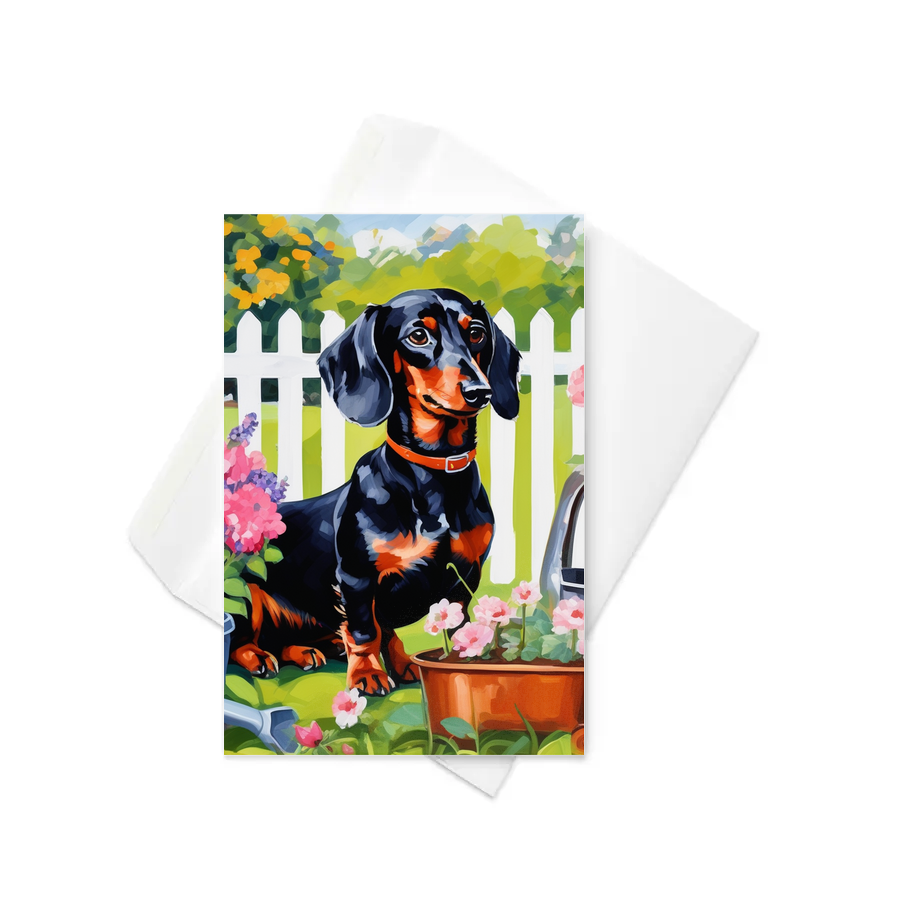 PugMug Custom Black Dachshund Greeting Card