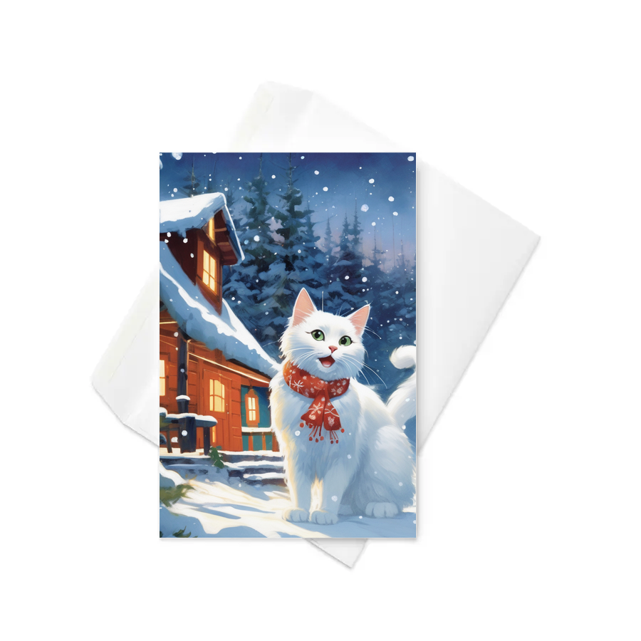 PugMug Custom White Companion Cat Greeting Card