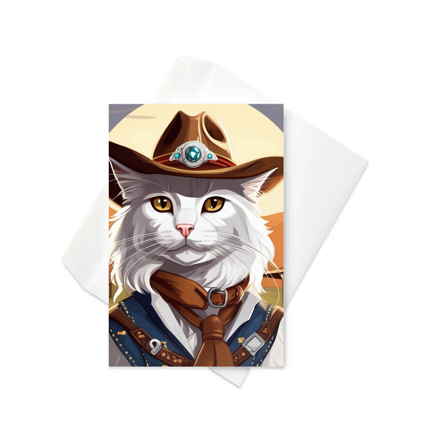 PugMug Custom White Maine Coon Cat Greeting Card