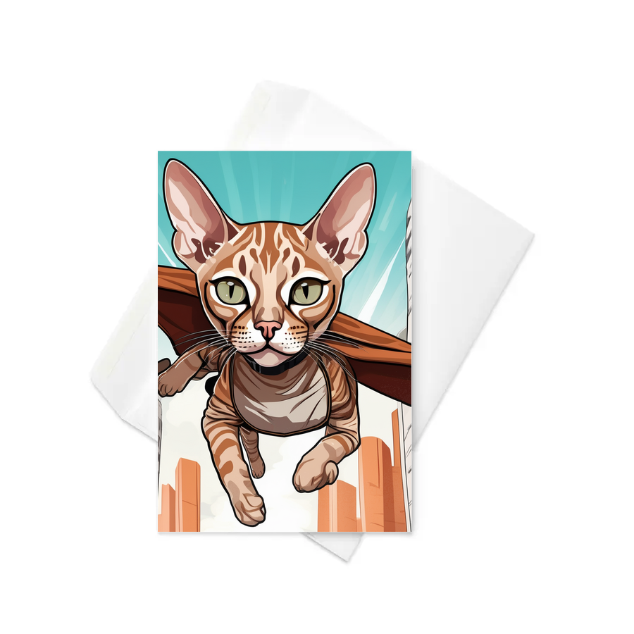PugMug Custom Tabby Devon Rex Cat Greeting Card