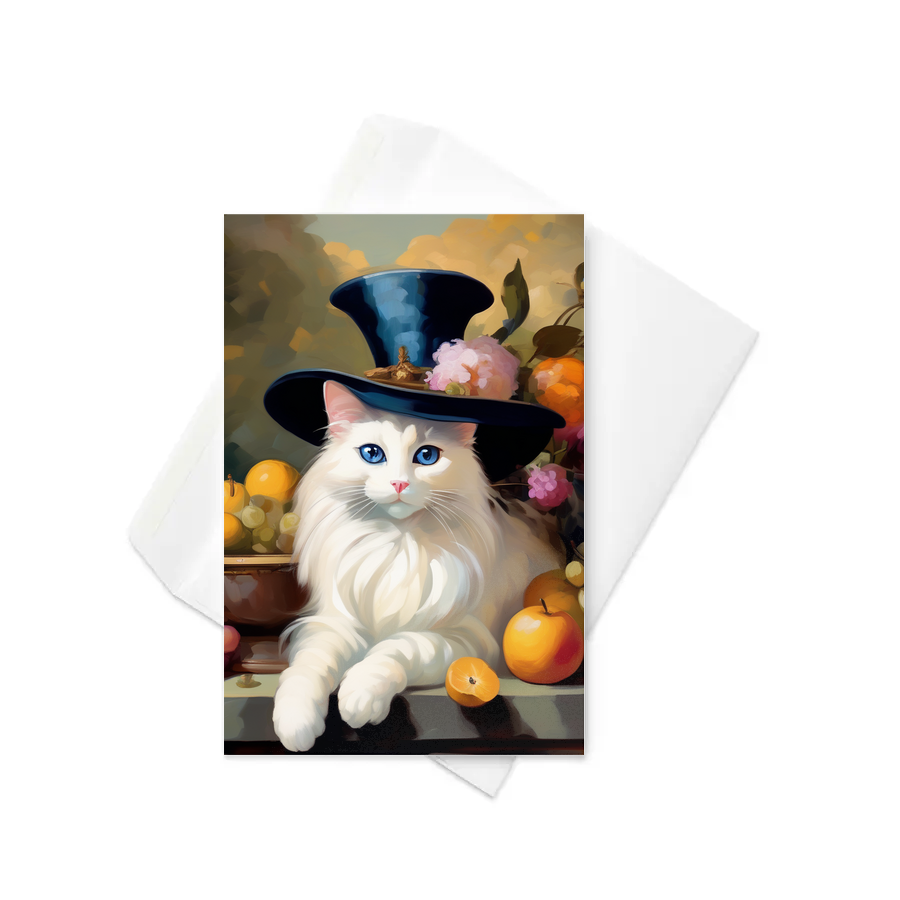 PugMug Custom White Ragdoll Cat Greeting Card