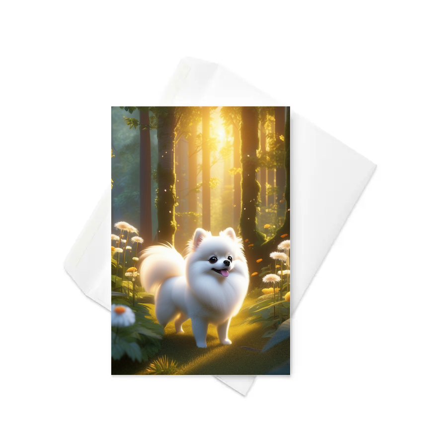 PugMug Custom White Pomeranian Greeting Card