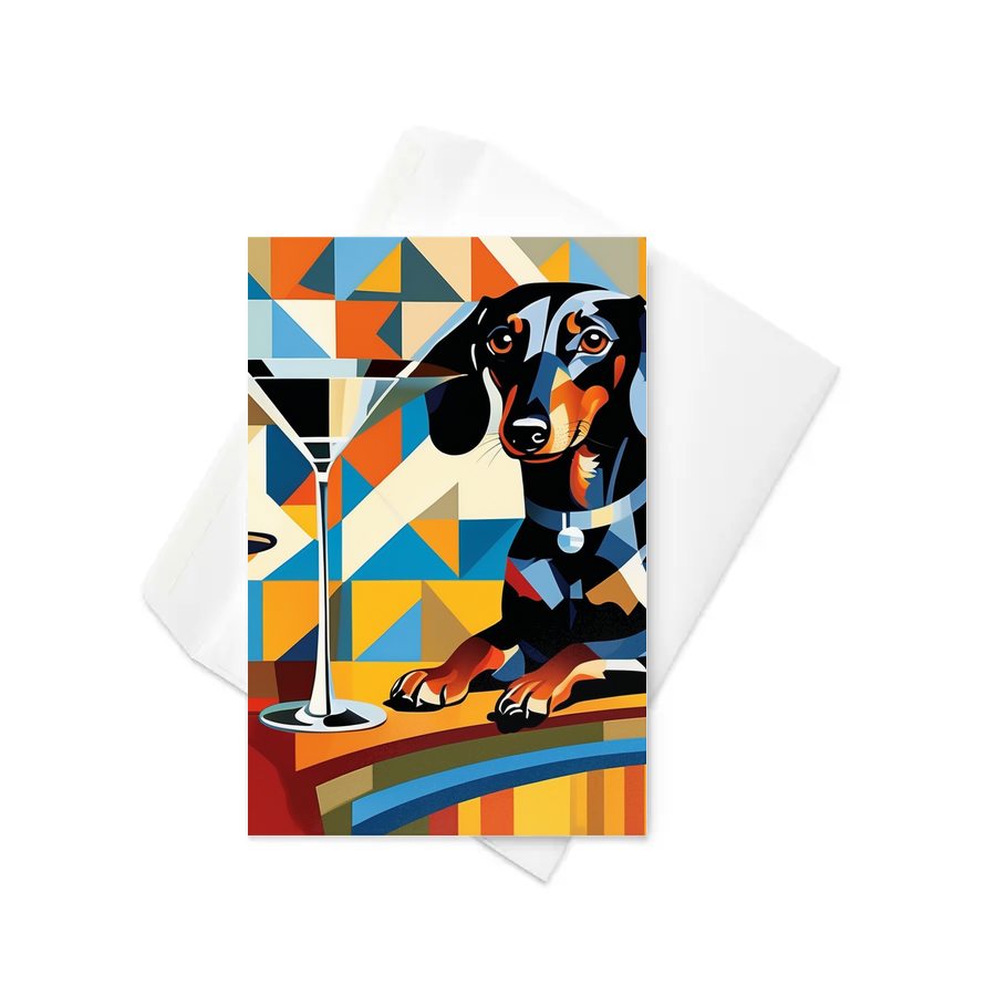 PugMug Custom Black Dachshund Greeting Card