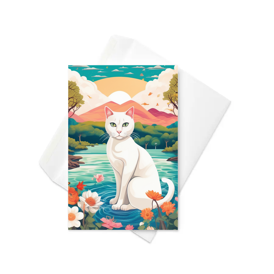 PugMug Custom White Companion Cat Greeting Card