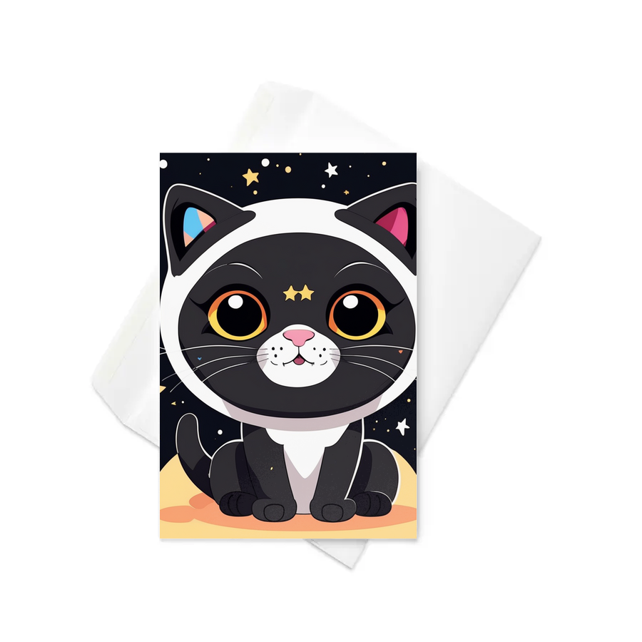 PugMug Custom Black Scottish Fold Cat Greeting Card