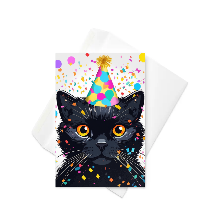 PugMug Custom Black Scottish Fold Cat Greeting Card