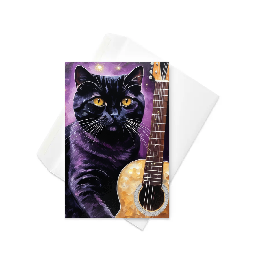 PugMug Custom Black Scottish Fold Cat Greeting Card