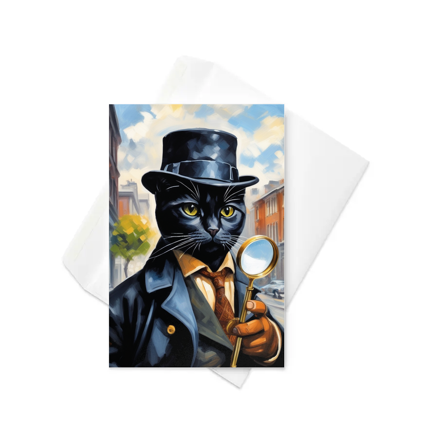 PugMug Custom Black American Shorthair Cat Greeting Card