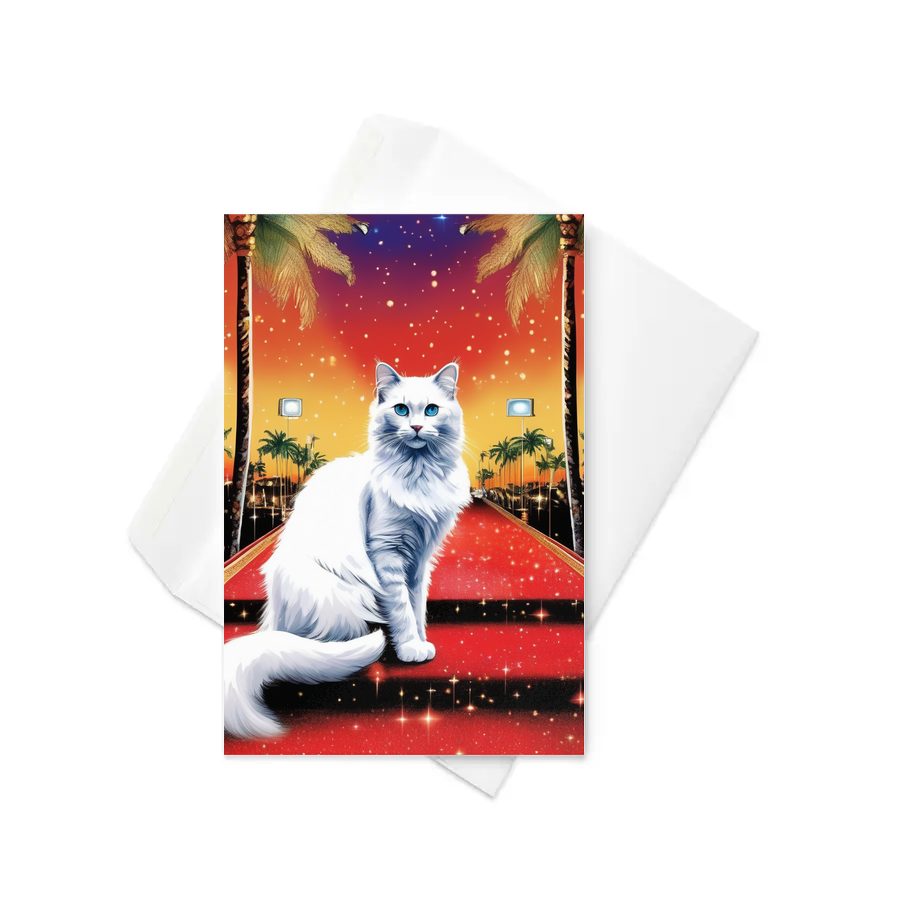 PugMug Custom White Ragdoll Cat Greeting Card