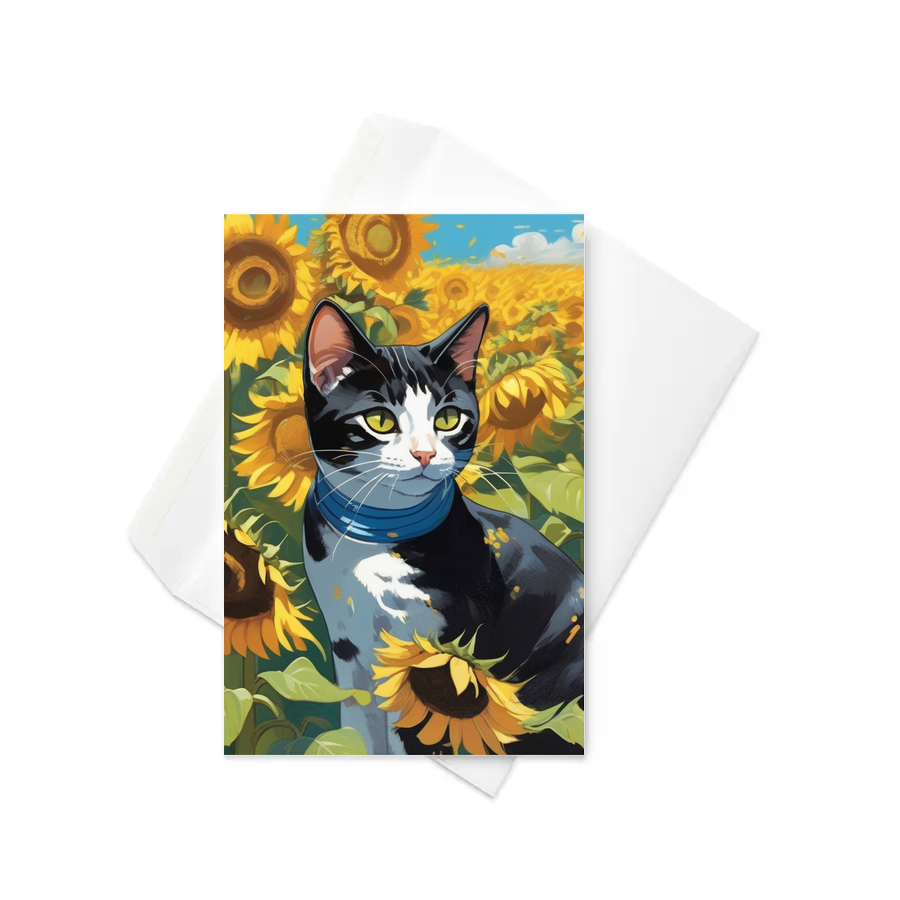 PugMug Custom Black American Shorthair Cat Greeting Card