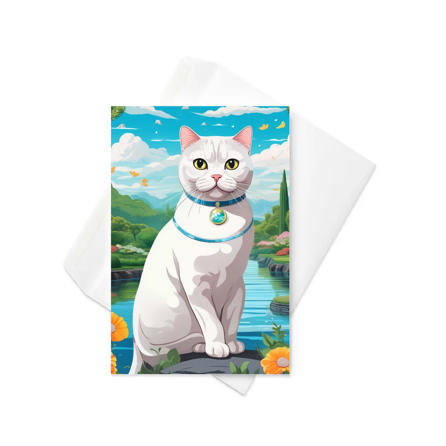PugMug Custom White Scottish Fold Cat Greeting Card