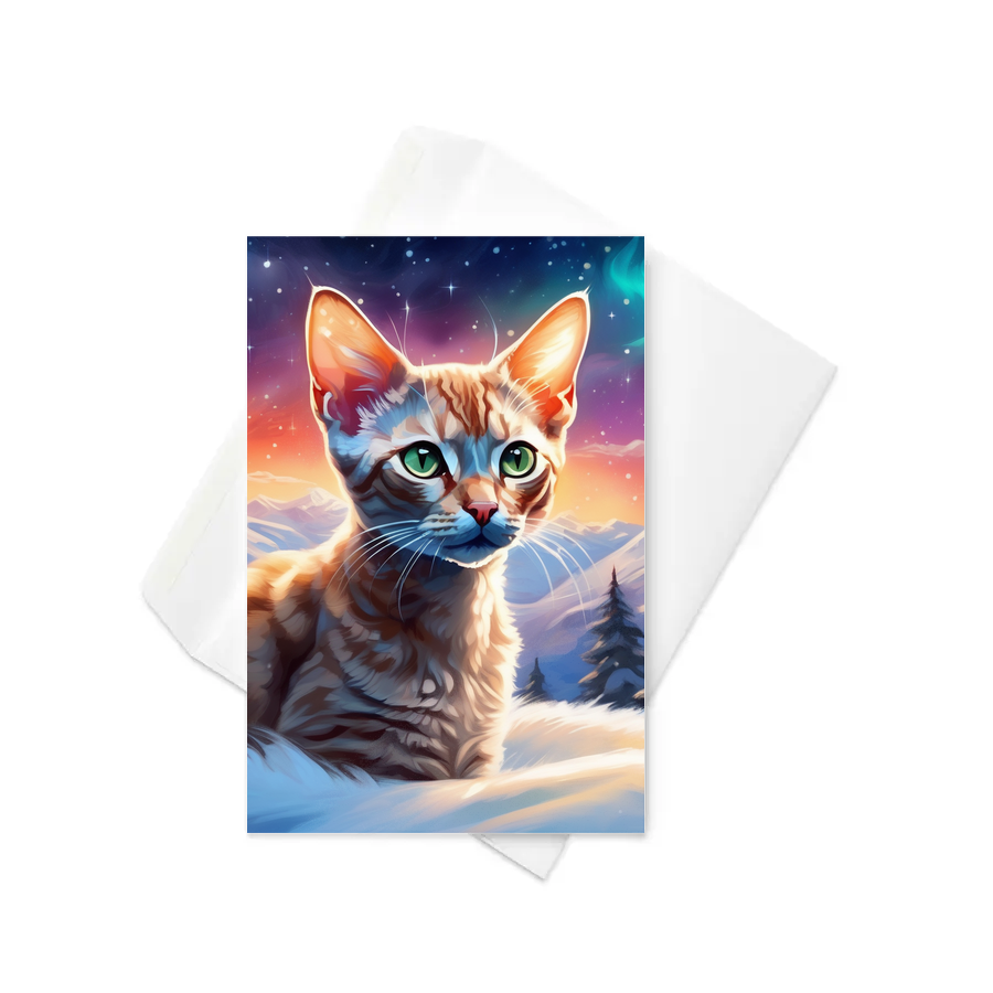 PugMug Custom Tabby Devon Rex Cat Greeting Card