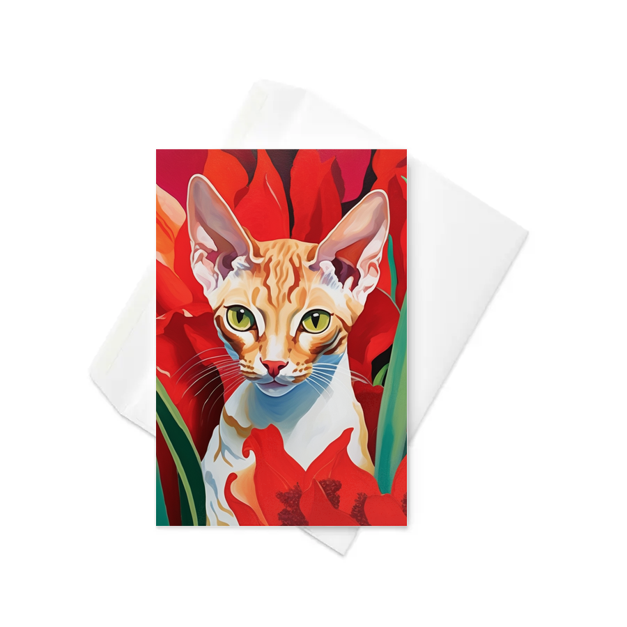 PugMug Custom Tabby Devon Rex Cat Greeting Card