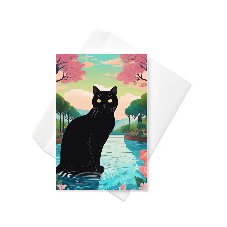 PugMug Custom Black British Shorthair Cat Greeting Card