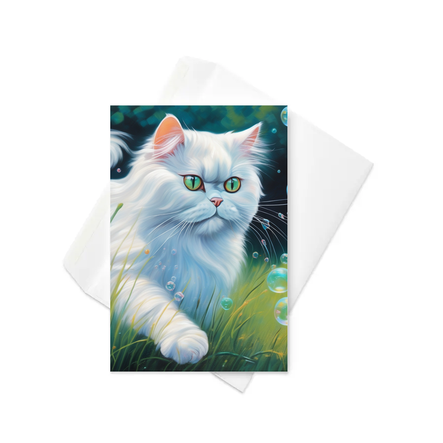 PugMug Custom White Persian Cat Greeting Card