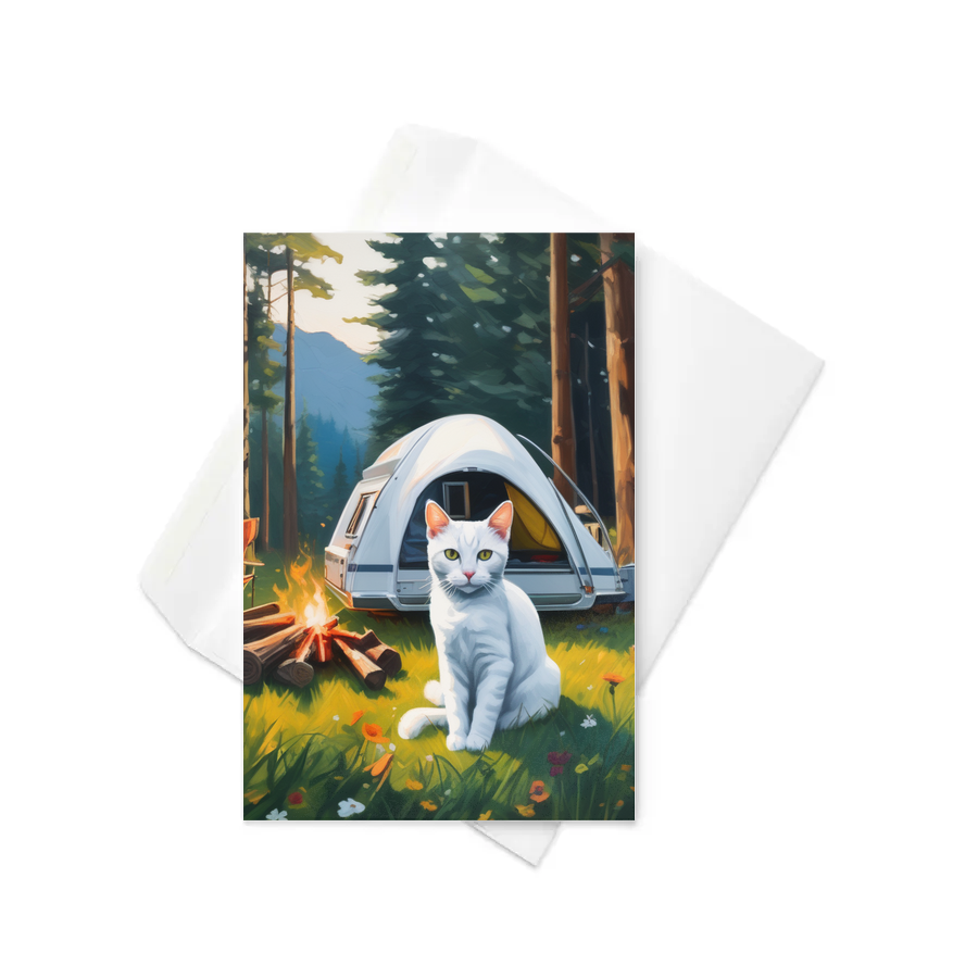 PugMug Custom White American Shorthair Cat Greeting Card