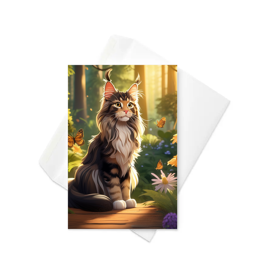 PugMug Custom Tabby Maine Coon Cat Greeting Card