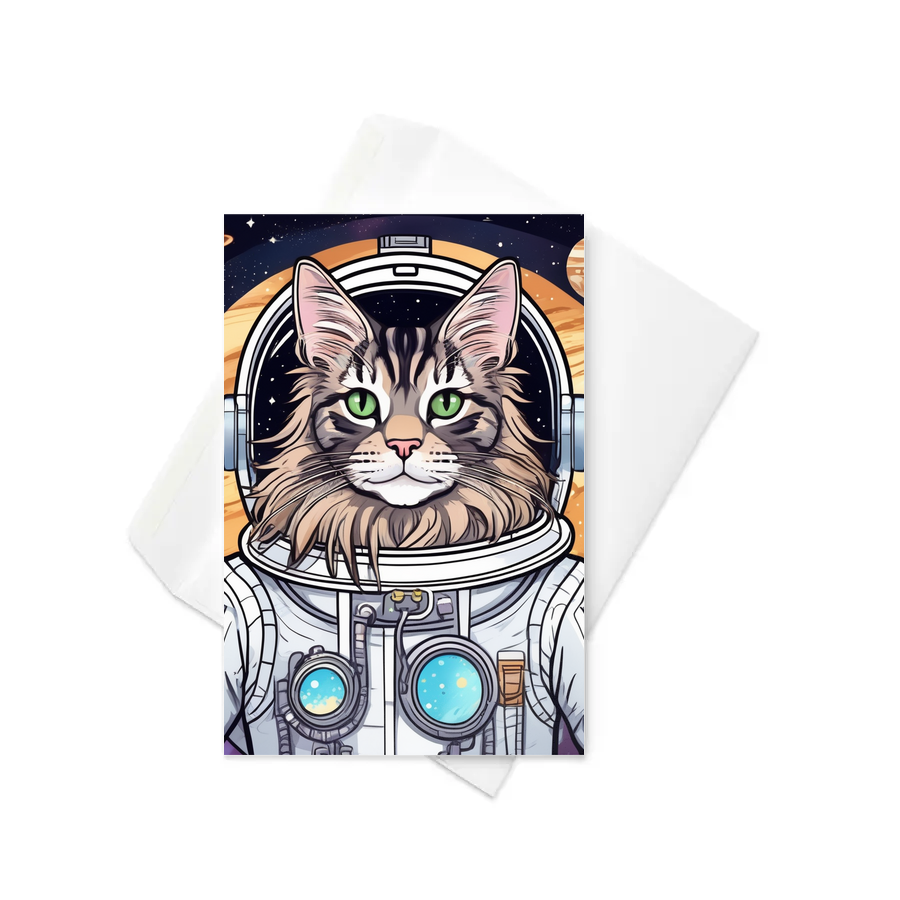 PugMug Custom Tabby Maine Coon Cat Greeting Card