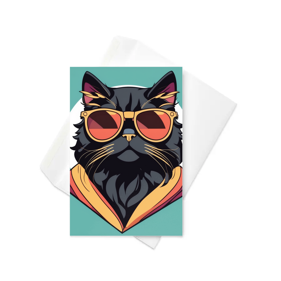 PugMug Custom Black Persian Cat Greeting Card