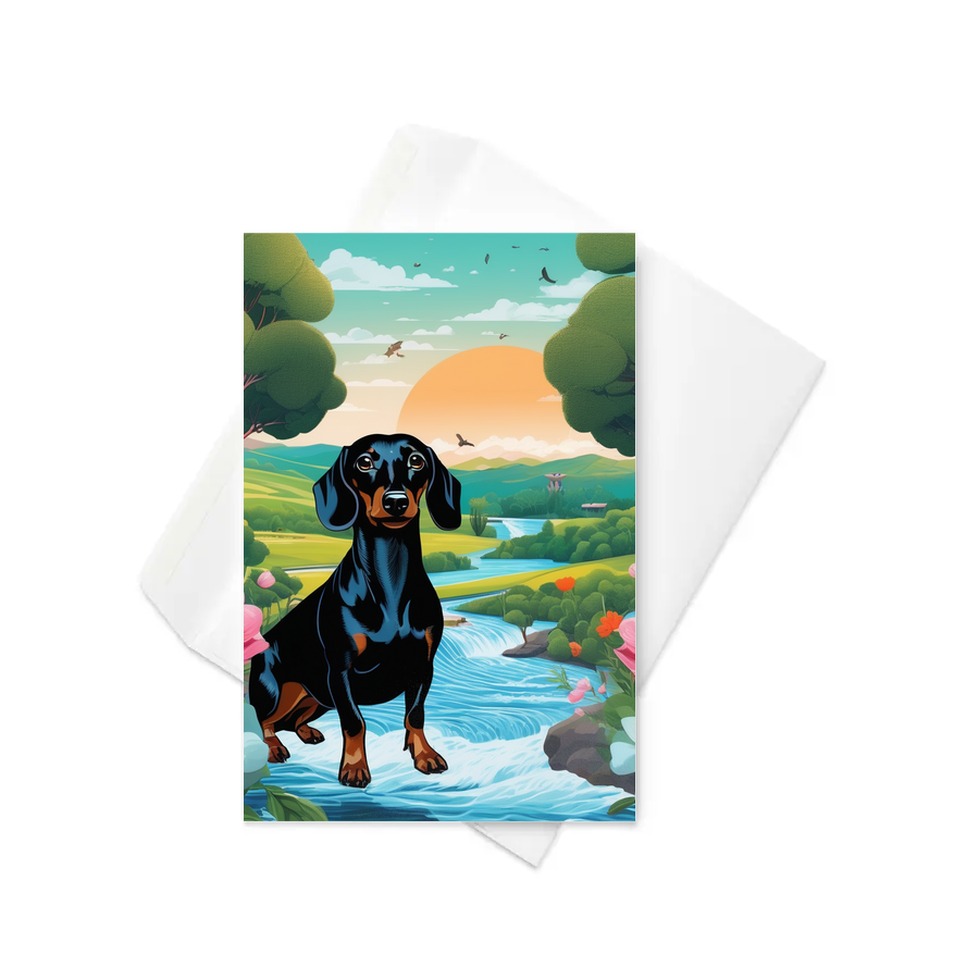 PugMug Custom Black Dachshund Greeting Card