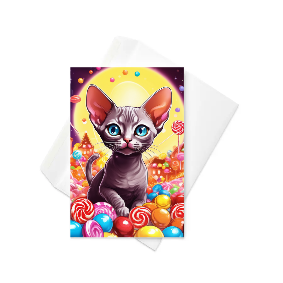 PugMug Custom Tabby Devon Rex Cat Greeting Card