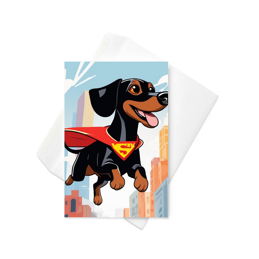 PugMug Custom Black Dachshund Greeting Card