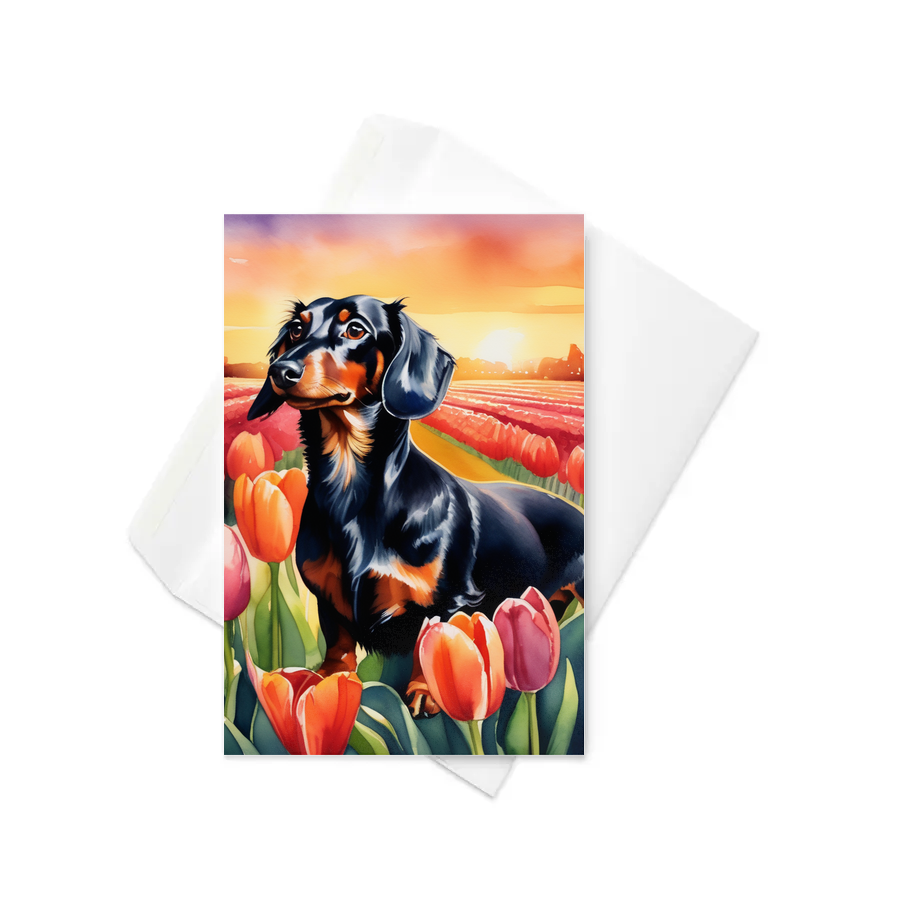 PugMug Custom Black Dachshund Greeting Card