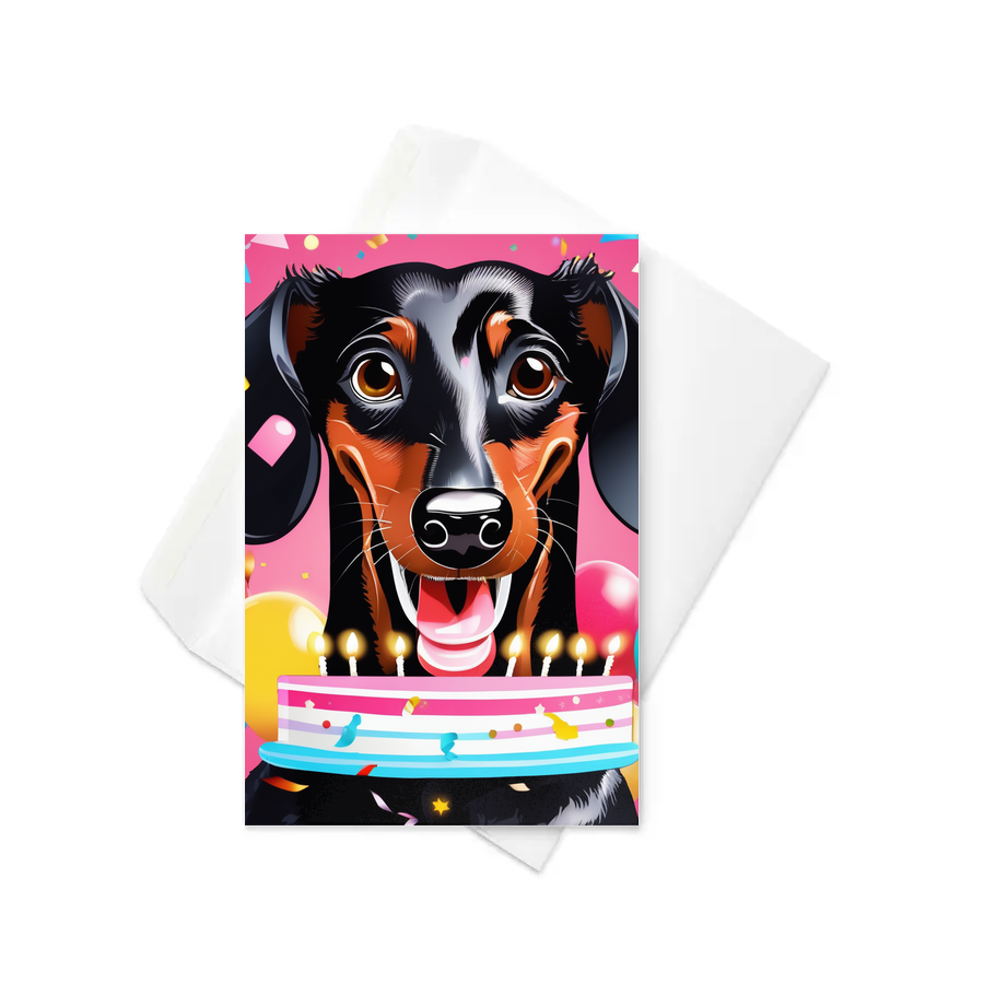 PugMug Custom Black Dachshund Greeting Card