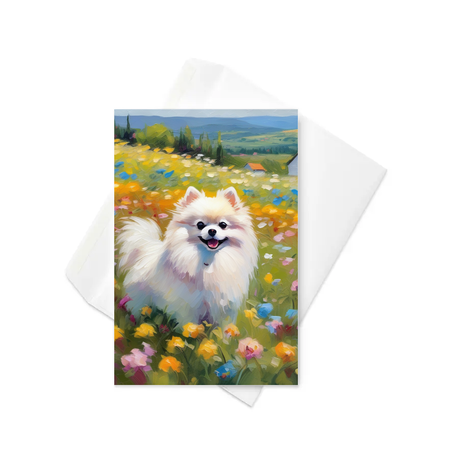 PugMug Custom White Pomeranian Greeting Card