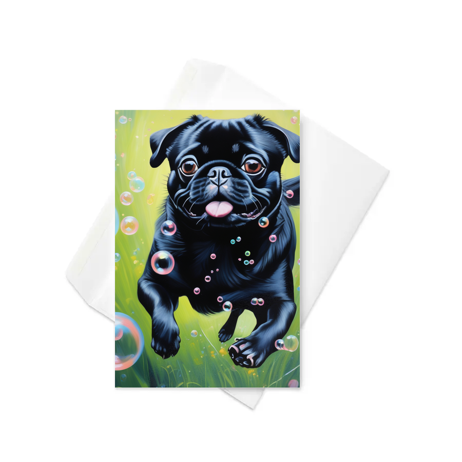 PugMug Custom Black Pug Greeting Card