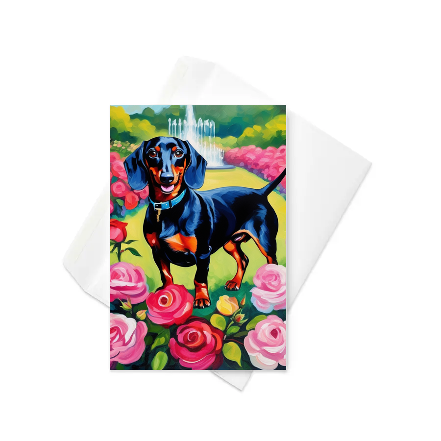 PugMug Custom Black Dachshund Greeting Card