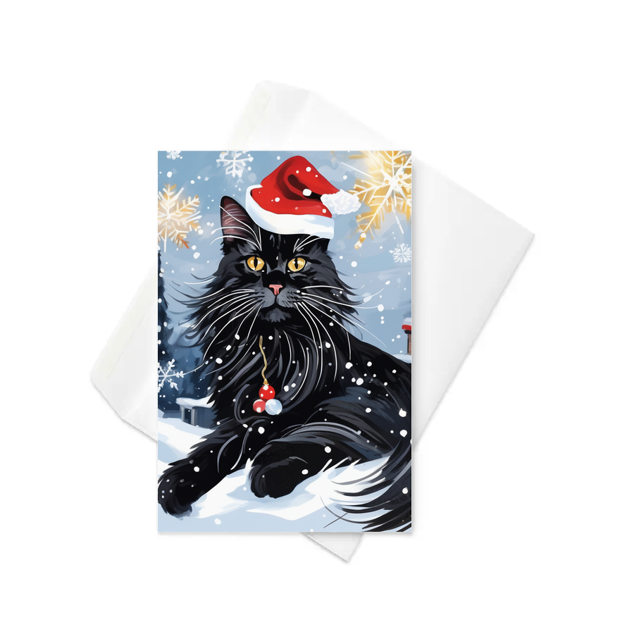 PugMug Custom Black Maine Coon Cat Greeting Card
