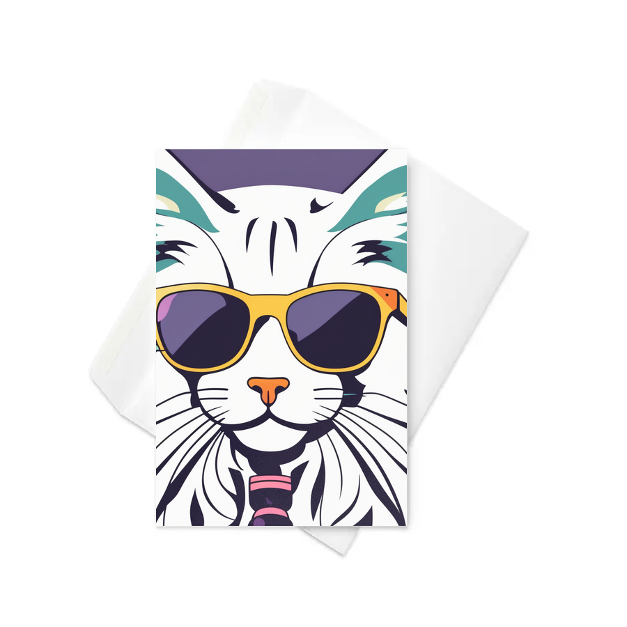 PugMug Custom White Maine Coon Cat Greeting Card