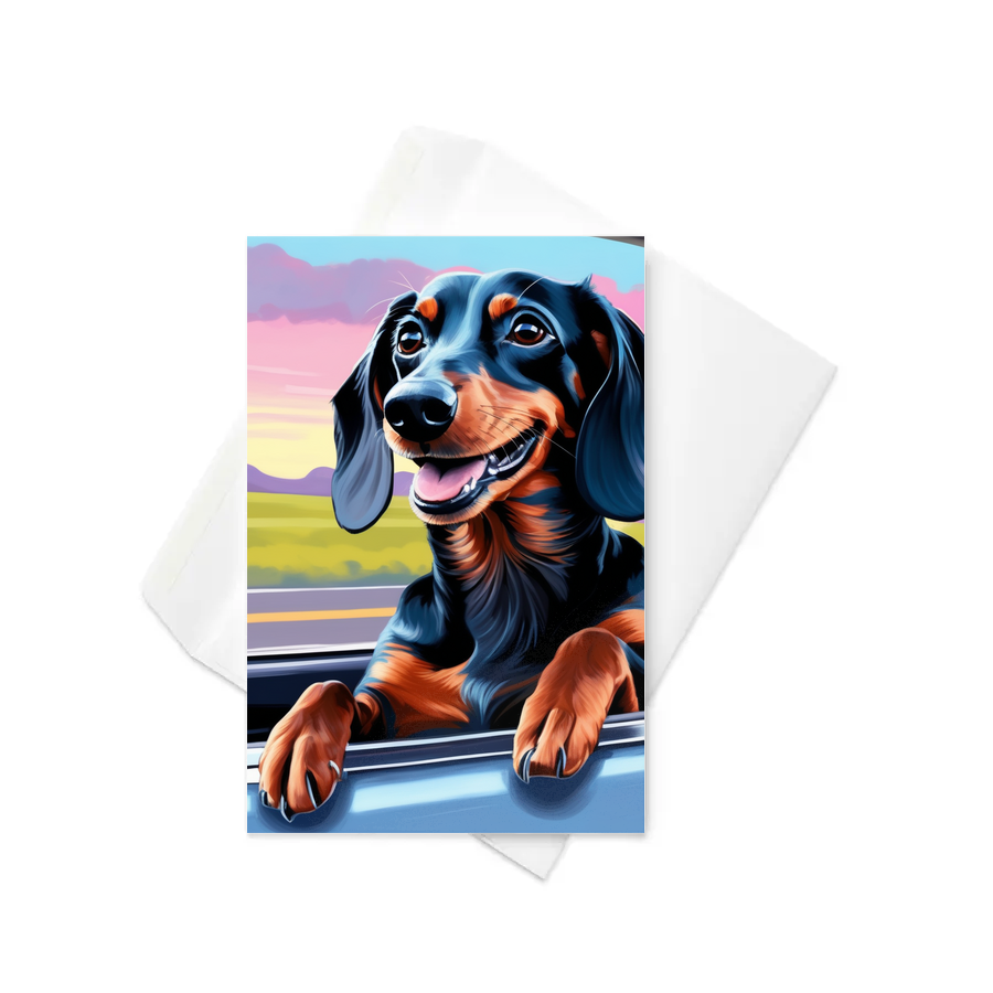 PugMug Custom Black Dachshund Greeting Card