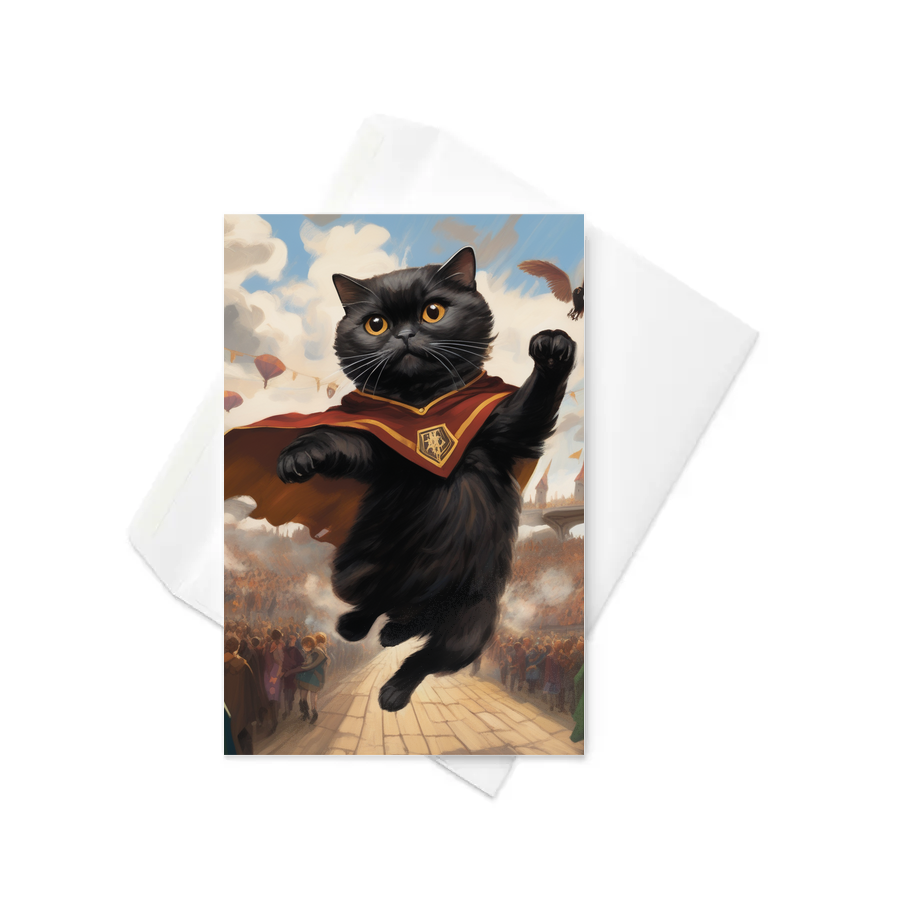 PugMug Custom Black Scottish Fold Cat Greeting Card